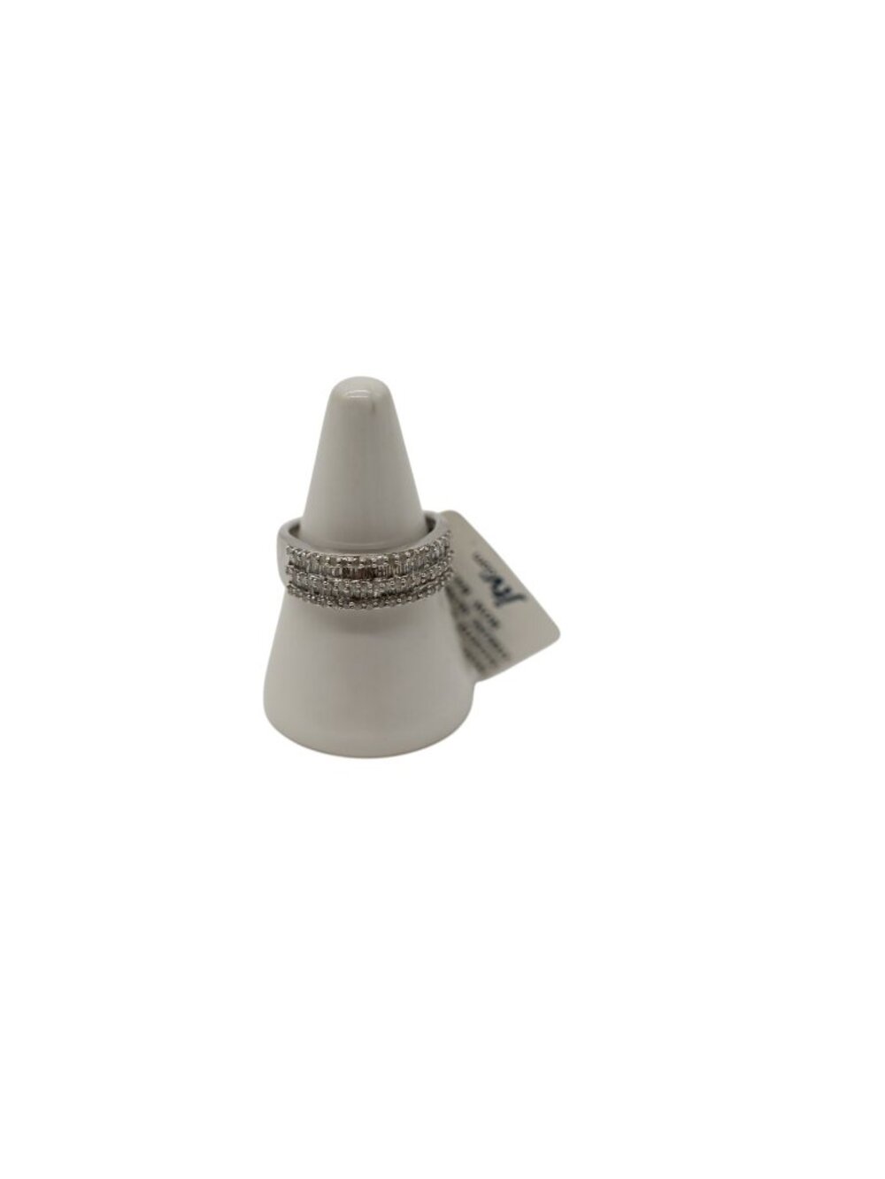 NWD JTV Diamond 1.00CTW Round Rhodium Over Sterling Silver Double Row Band
